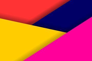 Poster - modern abstract business background Red, yellow, blue and pink paper cut design, vector illustration.