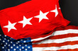 Flag of a United States Army general along with a flag of the United States of America as a symbol of unity between them, 3d illustration