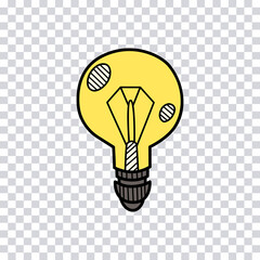 Poster - Hand drawn light bulb isolated on transparent background. Idea concept. Color sketch light bulb. Vector illustration.