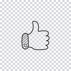 Poster - Hand drawn thumbs up isolated on transparent background. Vector illustration.