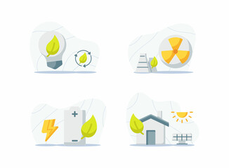 Wall Mural - ecology icons set collection package white isolated background with modern cartoon flat style