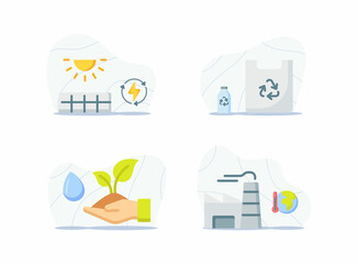 Wall Mural - ecology icons set collection package white isolated background with modern cartoon flat style