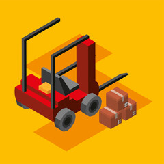 Wall Mural - industrial forklift and boxes