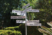 Directional Sign At The Cable Beach Resort, Broome, Western Australia.
