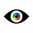 Rainbow eyeball in black eyelid icon. Design art concept. Abstract background. Vector illustration. Stock image.