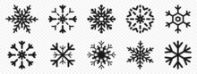 Snowflakes. Snowflakes In Flat Design. Black Snowflake. Snowflakes, Isolated. Vector Illustration