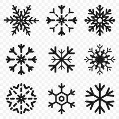 Wall Mural - Snowflakes. Snowflakes in flat design. Black snowflake. Snowflakes, isolated. Vector illustration