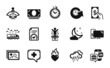© blankstock - Vector set of Heart flame, Cash money and Receive money icons simple set. Computer, Image gallery and Food app icons. Winner podium, Approved document and Update time signs. Vector