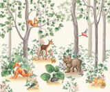 Fototapeta Dziecięca - Woodland stories watercolor illustration