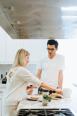 Woman preparing a vegan breakfast