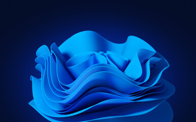 Wall Mural - Abstract modern minimal background with folded fabric, blue cloth