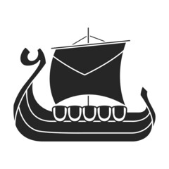 Wall Mural - Ship viking vector icon.Black vector icon isolated on white background ship viking.