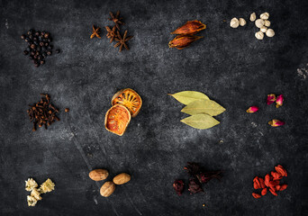 Wall Mural - Variety of spice on grunge background