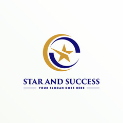 Poster - unique cutting star with circle like letter c font image graphic icon logo design abstract concept v