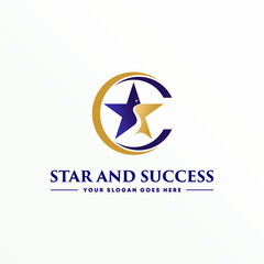 Poster - unique star and river or road witg circle like letter C font image graphic icon logo design abstract concept vector stock. can be used as a corporate identity related to creativity or winner