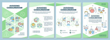 Avoiding Consumerism Brochure Template. Stop Excessive Consumption. Flyer, Booklet, Leaflet Print, Cover Design With Linear Icons. Vector Layouts For Presentation, Annual Reports, Advertisement Pages