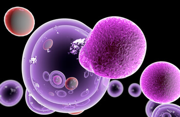 Wall Mural - artificial cell capable of ingesting, processing and eliminating organic materials. 3d illustration