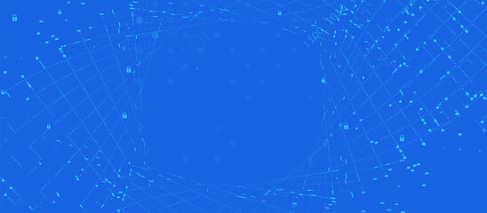 internet digital security technology concept for business background. Lock on circuit board