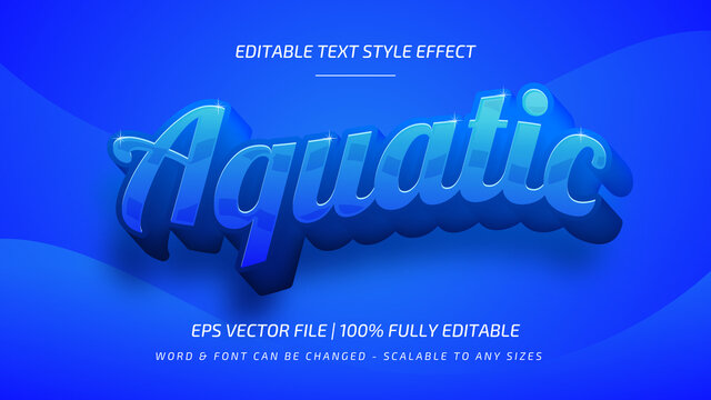 Aquatic 3d vector text style effect. Editable illustrator text style.