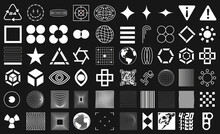 Large Set Of Abstract Elements. Set In Acid Graphic Style, Templates For Your Projects, Collection Of Trendy Vector Objects