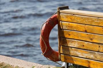 Canvas Print - lifeline at the beach station. rescue of drowning