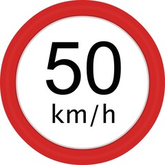 Wall Mural - Vector illustration of traffic sign of maximum speed, 50 kilometers per hour