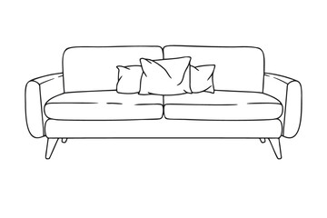 Wall Mural - Contour sketch of a sofa isolated on a white background. Vector illustration.