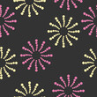 © Dontree - Abstract pink and yellow polka dot circle seamless pattern on a gray background