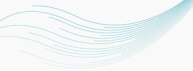 Poster - Blue minimal wavy lines abstract futuristic tech background. Vector digital banner design