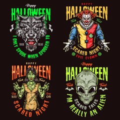 Poster - Colorful Halloween vintage badges