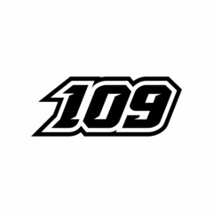 Wall Mural - Racing number 109 logo on white background