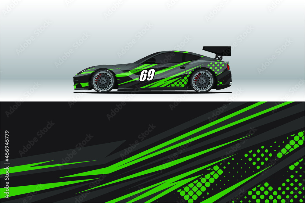 Wall Paper Sticker Racing Abstract Race car wrap sticker design and sports background for daily ...