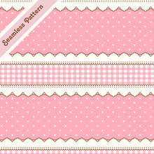 Cute Pink Lace And Hearts Seamless Pattern