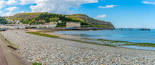 View Of Llandudno Pier And The Great Orme In Background From Promenade, Llandudno, Conwy County, North Wales