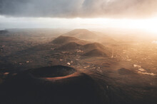 Heat Haze In The Sky At Sunrise Over Majestic Volcanoes, Corralejo, Fuerteventura, Canary Islands