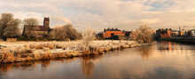 A Frosted River At Sunrise In The Town Of Galway, County Galway, Connacht, Republic Of Ireland