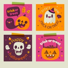 Wall Mural - hand drawn halloween card collection vector design illustration