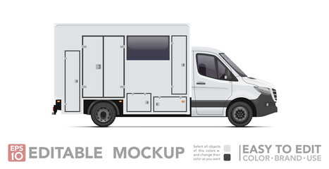 Poster - Editable service van mockup. Realistick van on white background. Vector illustration. Collection