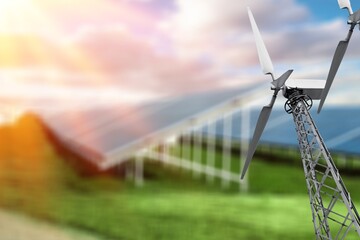 solar cell plant and wind generators. energy supply