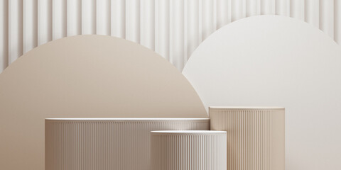 Wall Mural - minimal abstract geometric podium brown background for product presentation. 3d rendering illustrati