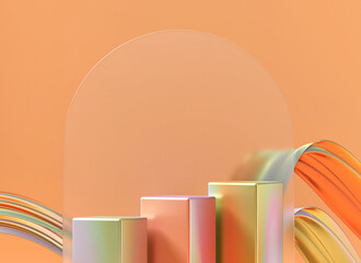 Poster - Holographic object podium platform product showcase 3d render