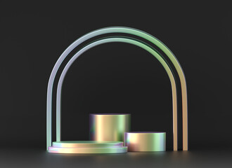 Poster - Holographic object podium platform product showcase 3d render