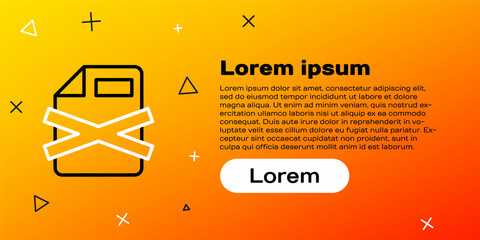 Poster - Line Delete file document icon isolated on yellow background. Rejected document icon. Cross on paper. Colorful outline concept. Vector