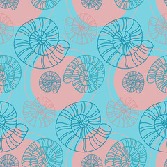Naklejka na meble Seamless pattern seashell blue pink color. Design for fabric, textile, wrapping paper