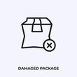 damaged package icon vector. Linear style sign for mobile concept and web design. damaged package symbol illustration. Pixel vector graphics - Vector.
