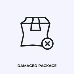 Poster - damaged package icon vector. Linear style sign for mobile concept and web design. damaged package symbol illustration. Pixel vector graphics - Vector.