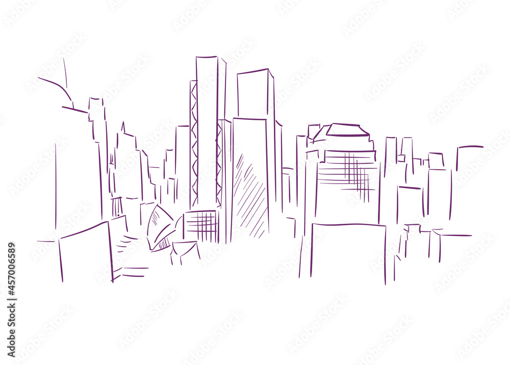 New York usa vector sketch city illustration line art Stock Vector ...