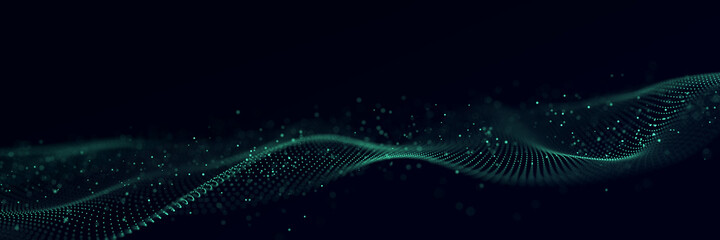 Poster - abstract wave of musical sounds. smooth information transfer. 3d rendering.