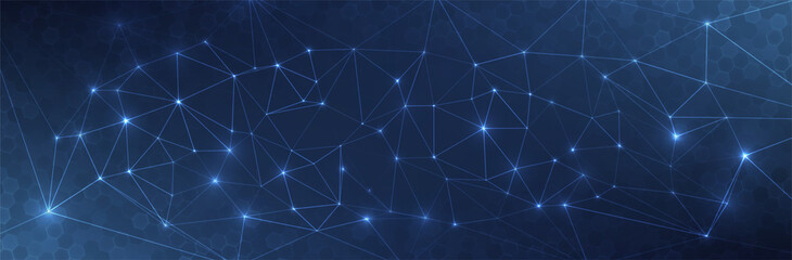 Aufkleber - Abstract Blue Background. Dark triangle pattern. Technology style. Science presentation backdrop. Vector illustration