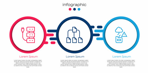 Aufkleber - Set line Server, Folder tree and Cloud technology data transfer. Business infographic template. Vector